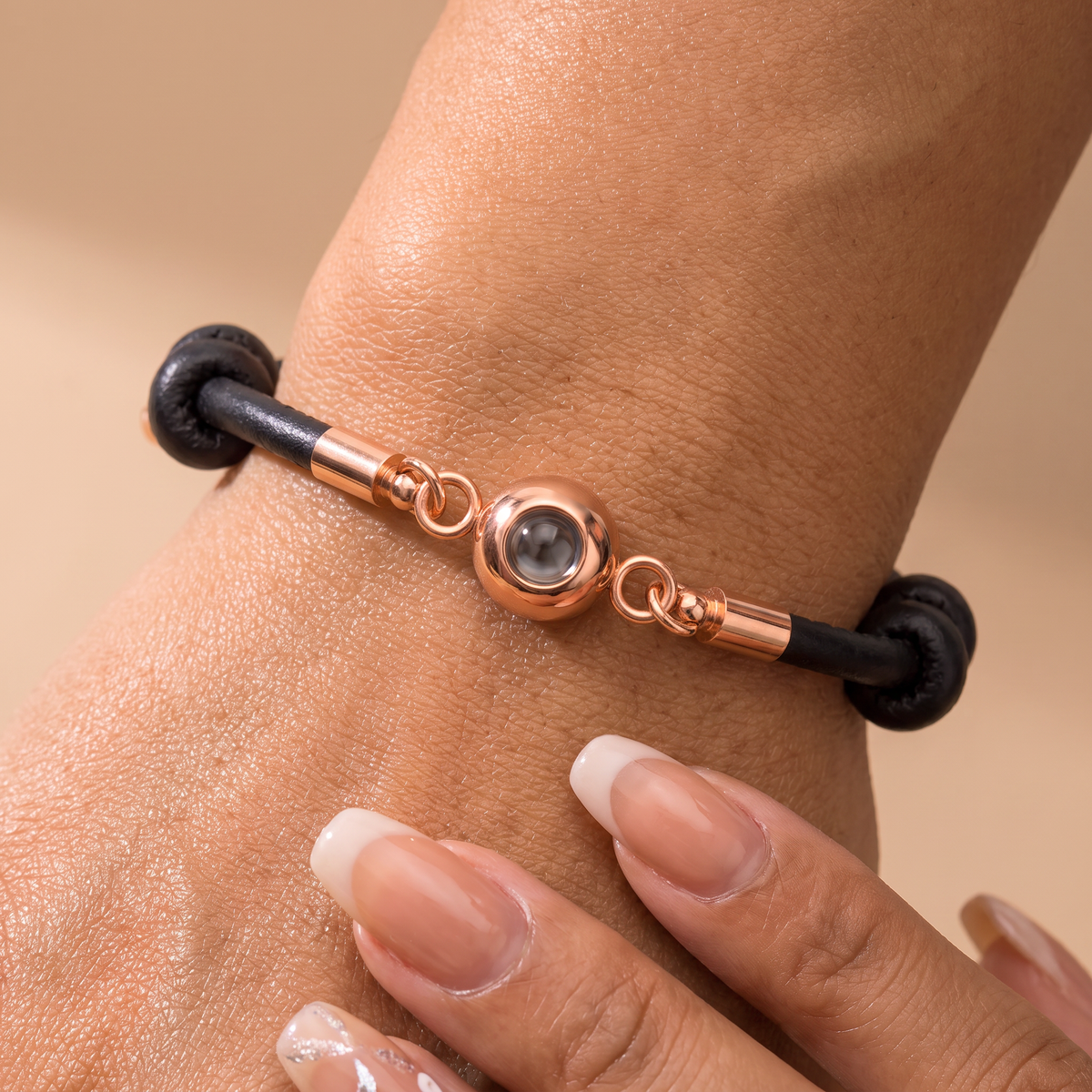 Bracelet with custom photo leather version