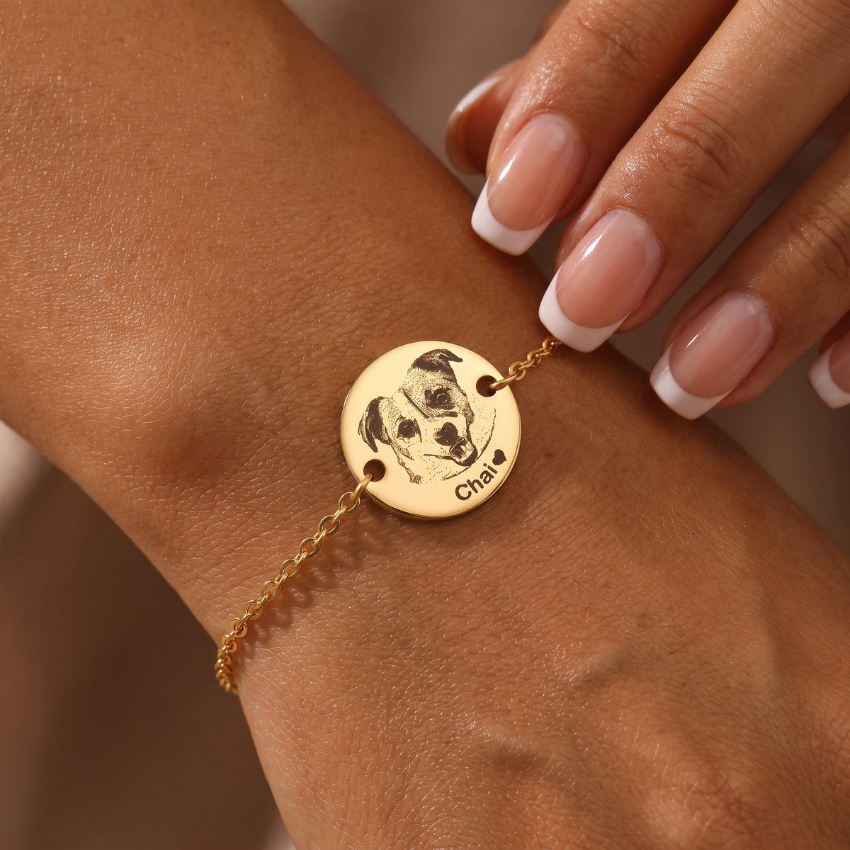 Personalized pet bracelet with photo engraving