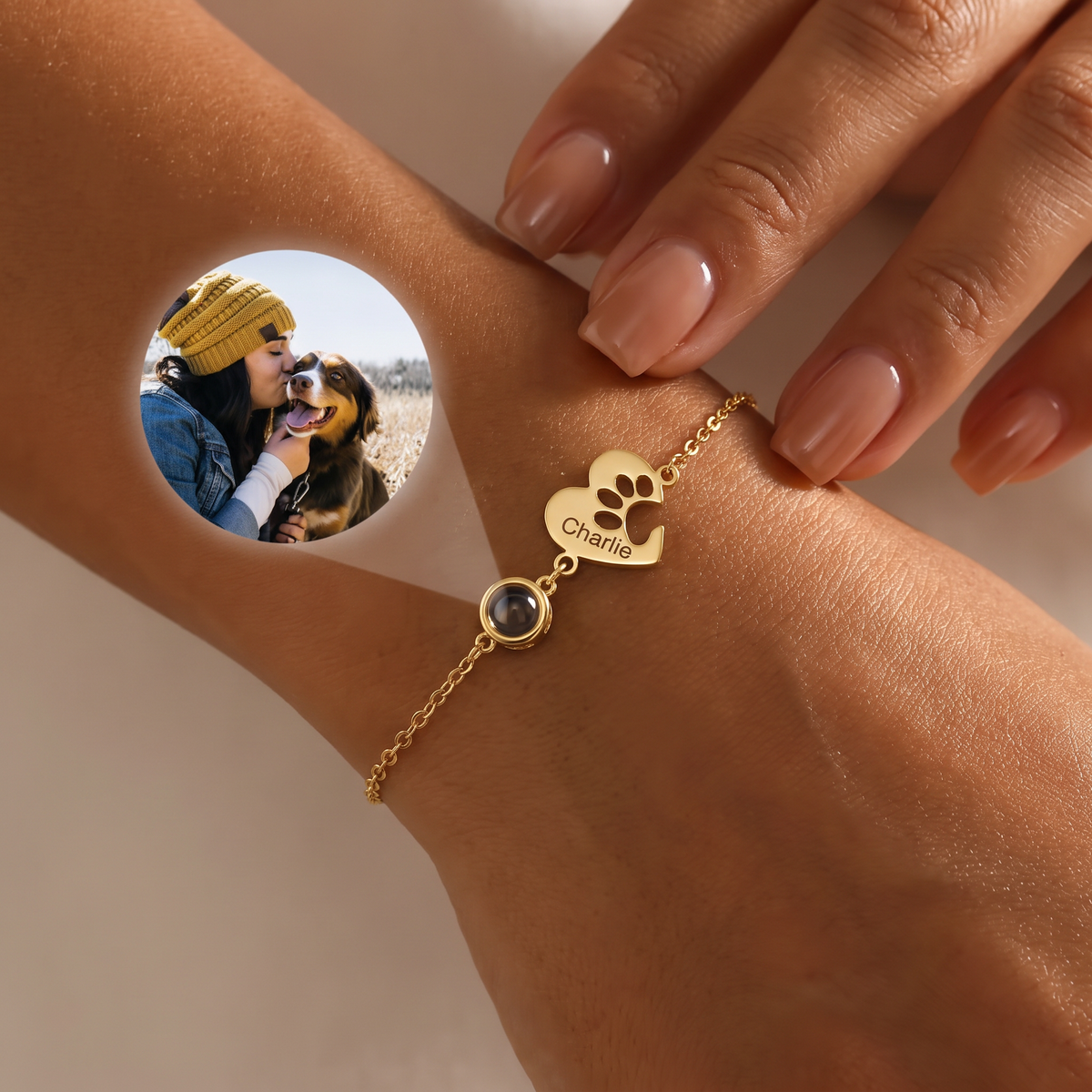 Personalized Paw Bracelet with Photo Projection